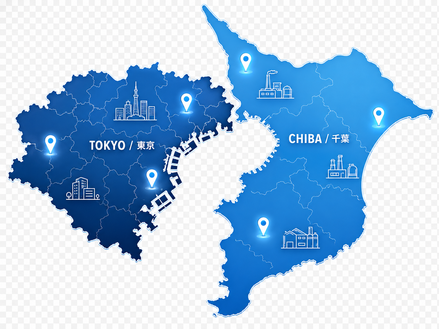 東京・千葉の対応エリアマップ